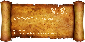 Mátéfi Balda névjegykártya